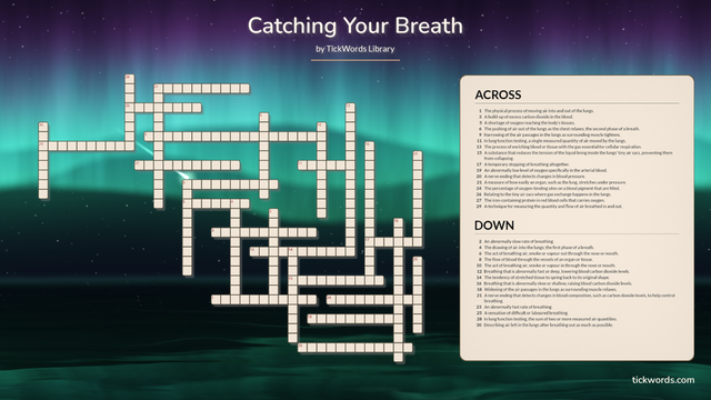 A TickWords crossword exported as a high resolution image with an aurora background