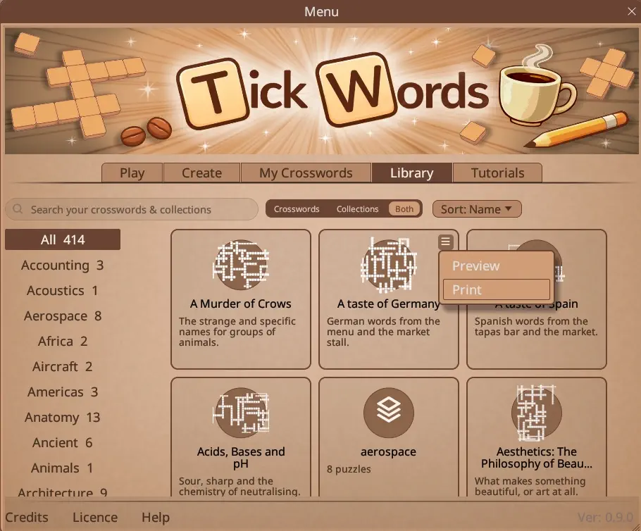 print a crossword