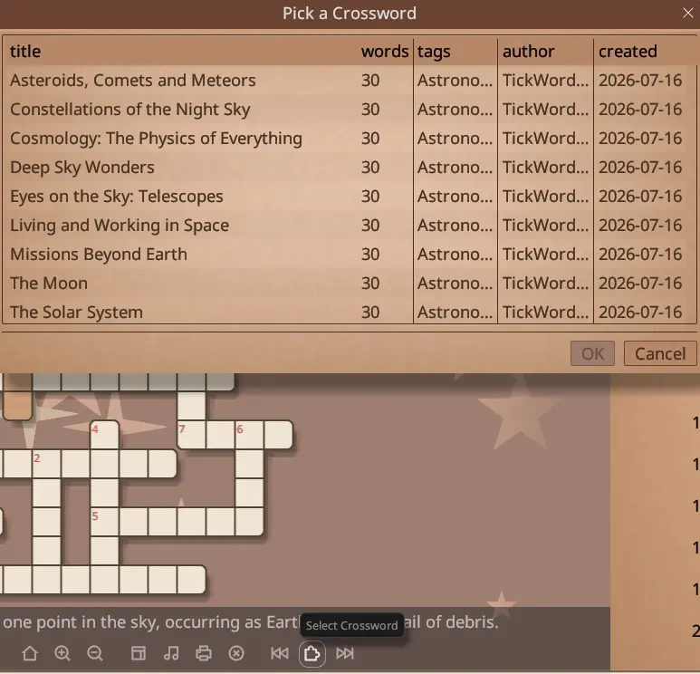 crossword selection